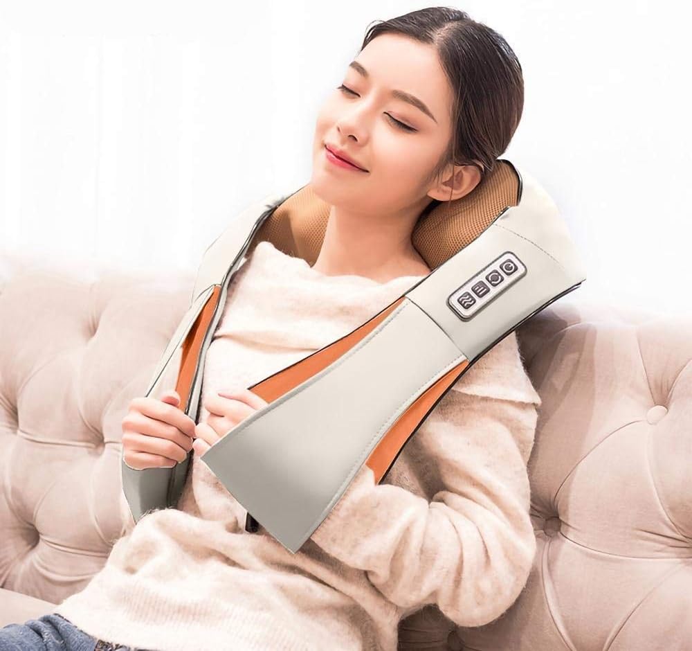 Massaggiatore Shiatsu Cervicale Termico per Collo, Spalle, Schiena, Gambe e Glutei